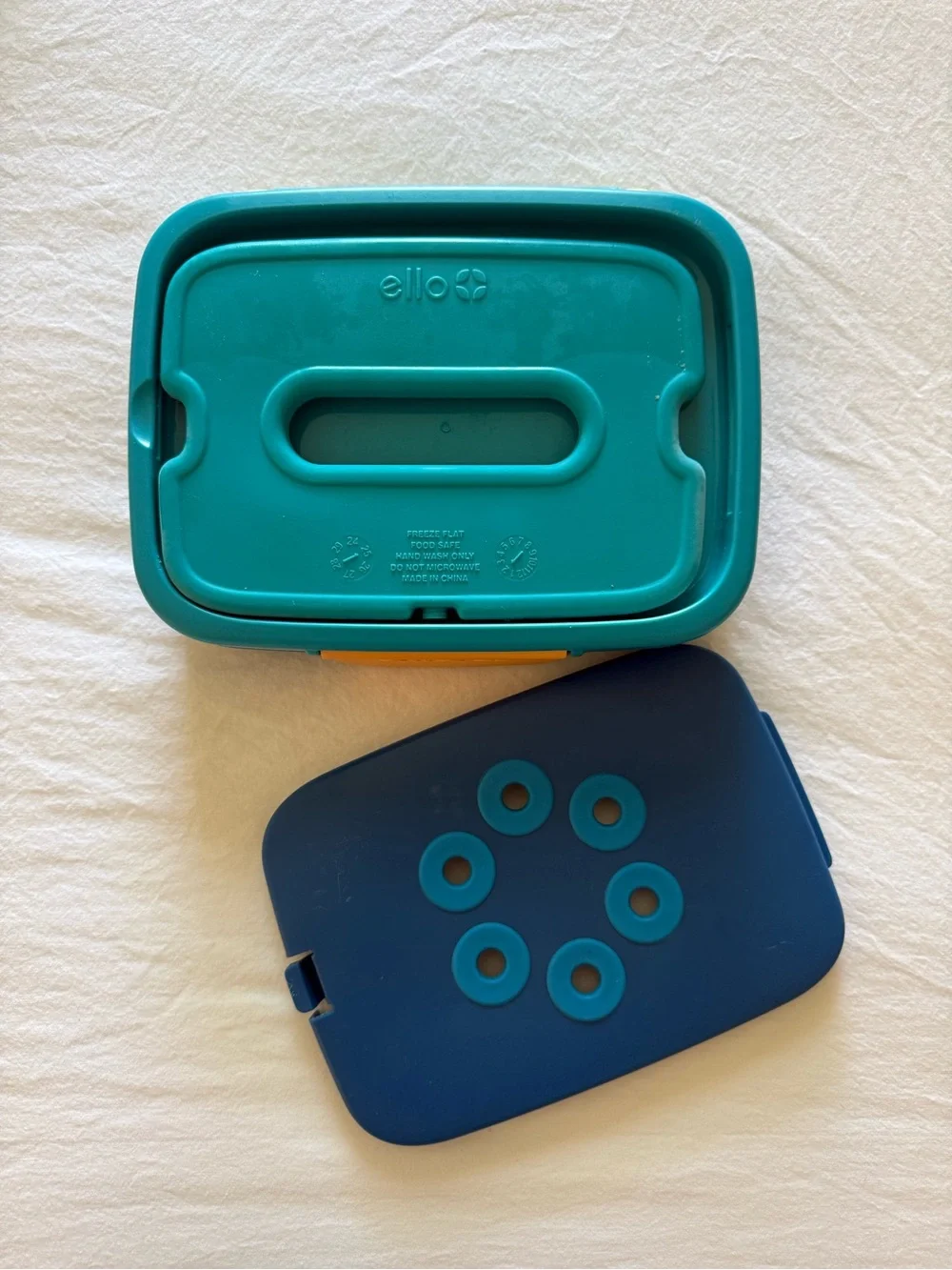 Blue & Teal Airtight Food Storage Container with Orange Clip